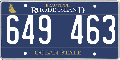 RI license plate 649463
