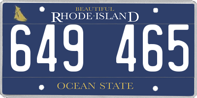 RI license plate 649465