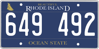 RI license plate 649492