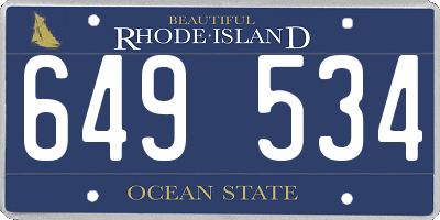 RI license plate 649534