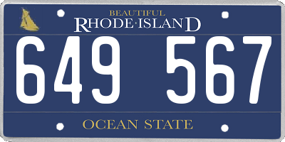 RI license plate 649567