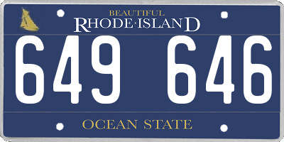 RI license plate 649646