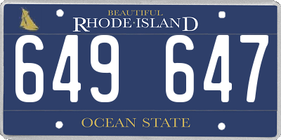 RI license plate 649647