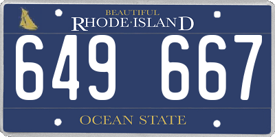 RI license plate 649667