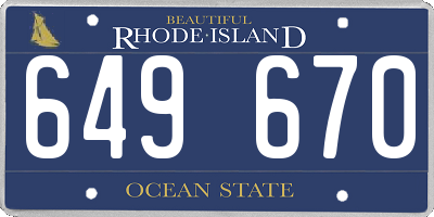 RI license plate 649670