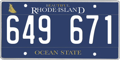RI license plate 649671
