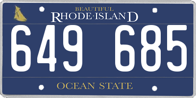 RI license plate 649685