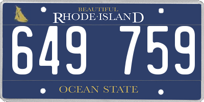 RI license plate 649759