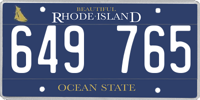 RI license plate 649765