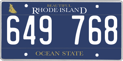 RI license plate 649768