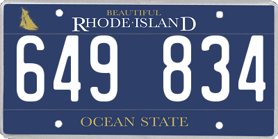 RI license plate 649834
