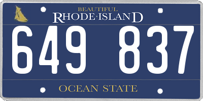 RI license plate 649837