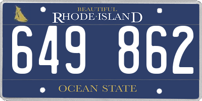 RI license plate 649862