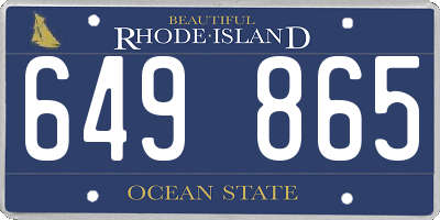 RI license plate 649865