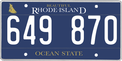 RI license plate 649870