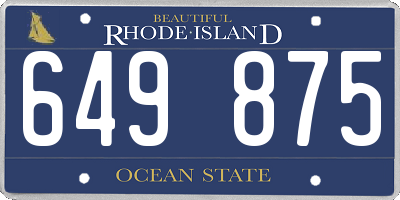 RI license plate 649875