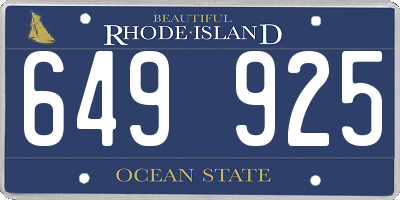 RI license plate 649925