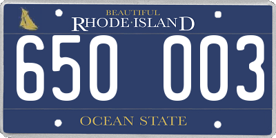RI license plate 650003