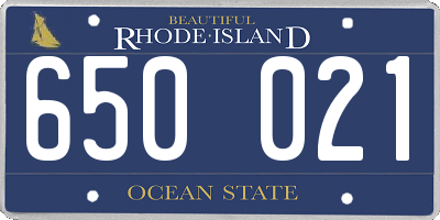 RI license plate 650021