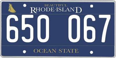 RI license plate 650067