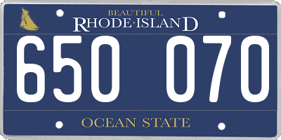 RI license plate 650070