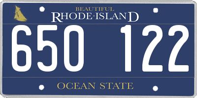 RI license plate 650122