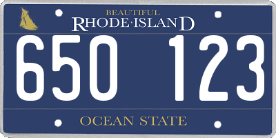RI license plate 650123