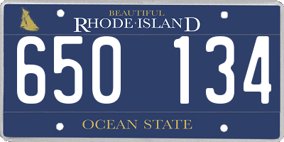 RI license plate 650134