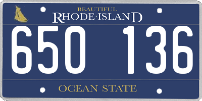 RI license plate 650136