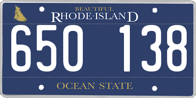RI license plate 650138