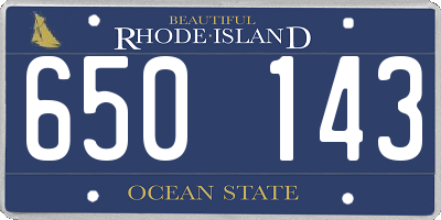 RI license plate 650143