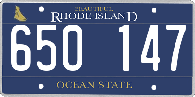 RI license plate 650147