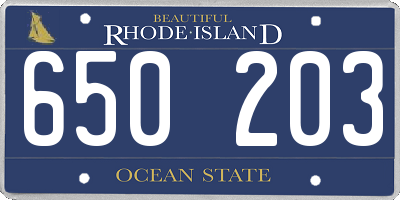 RI license plate 650203