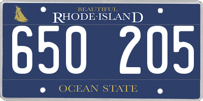 RI license plate 650205