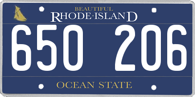 RI license plate 650206