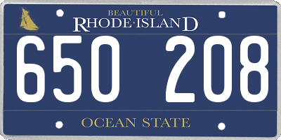 RI license plate 650208