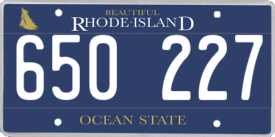 RI license plate 650227