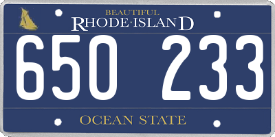 RI license plate 650233