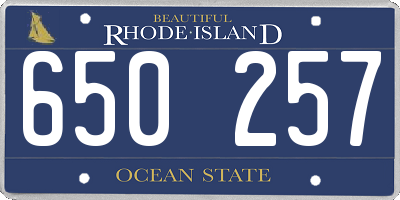 RI license plate 650257