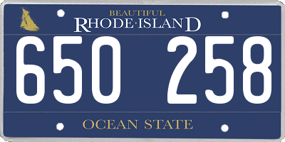 RI license plate 650258