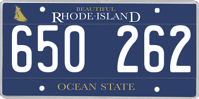 RI license plate 650262