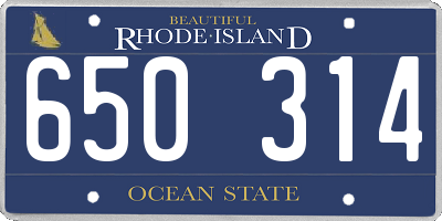 RI license plate 650314