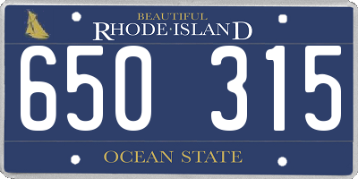 RI license plate 650315