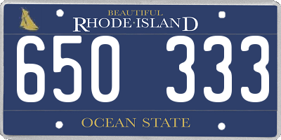 RI license plate 650333