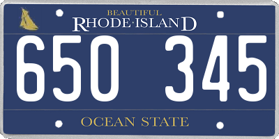 RI license plate 650345