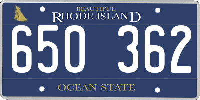 RI license plate 650362