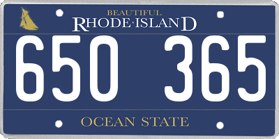 RI license plate 650365