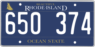RI license plate 650374