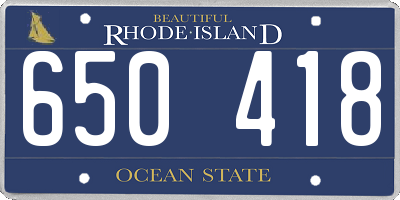 RI license plate 650418
