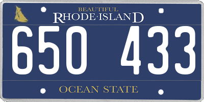 RI license plate 650433